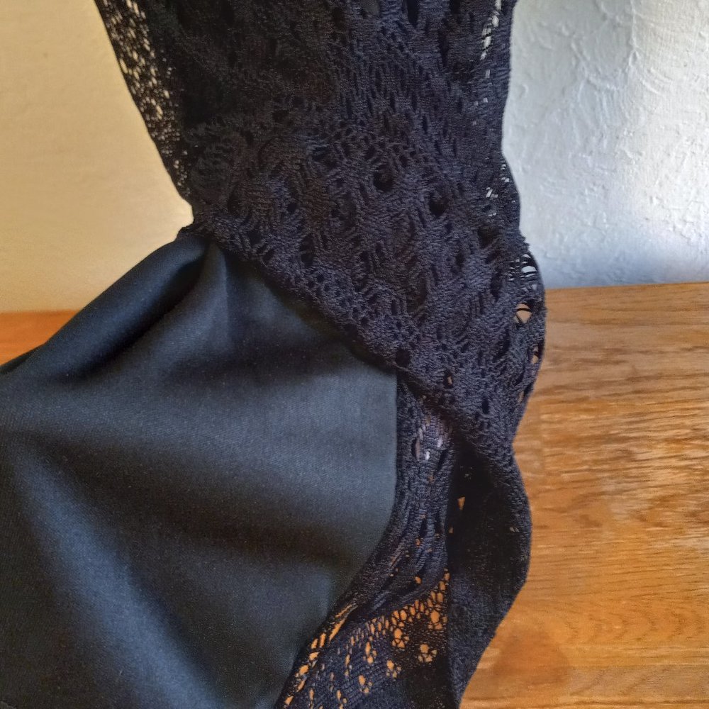 Vintage 90s Black Crochet Pointelle Maxi Slip Dress - Picture 10 of 15